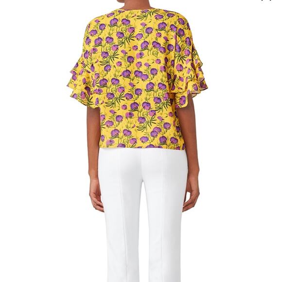 Delfi floral Sienna Ruffle Sleeve Blouse Top sz M - Picture 2 of 9